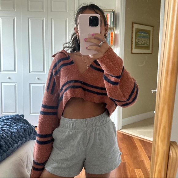 Sweaters - Striped Cropped Sweater